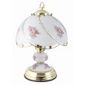 Home Essence Pastoral Traditional 60W Porcelain Pink Flower Touch Lamp in Polished Brass