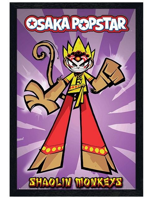 Image of Black Wooden Framed Osaka Popstar Shaolin Monkey Poster