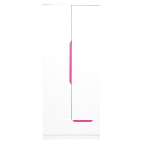 Image of Otto 2 Door Wardrobe White With White/pink/blue Insert