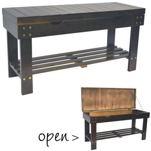 Image of Adam - Wooden Shoe Storage Stool / Rack - Walnut Stain