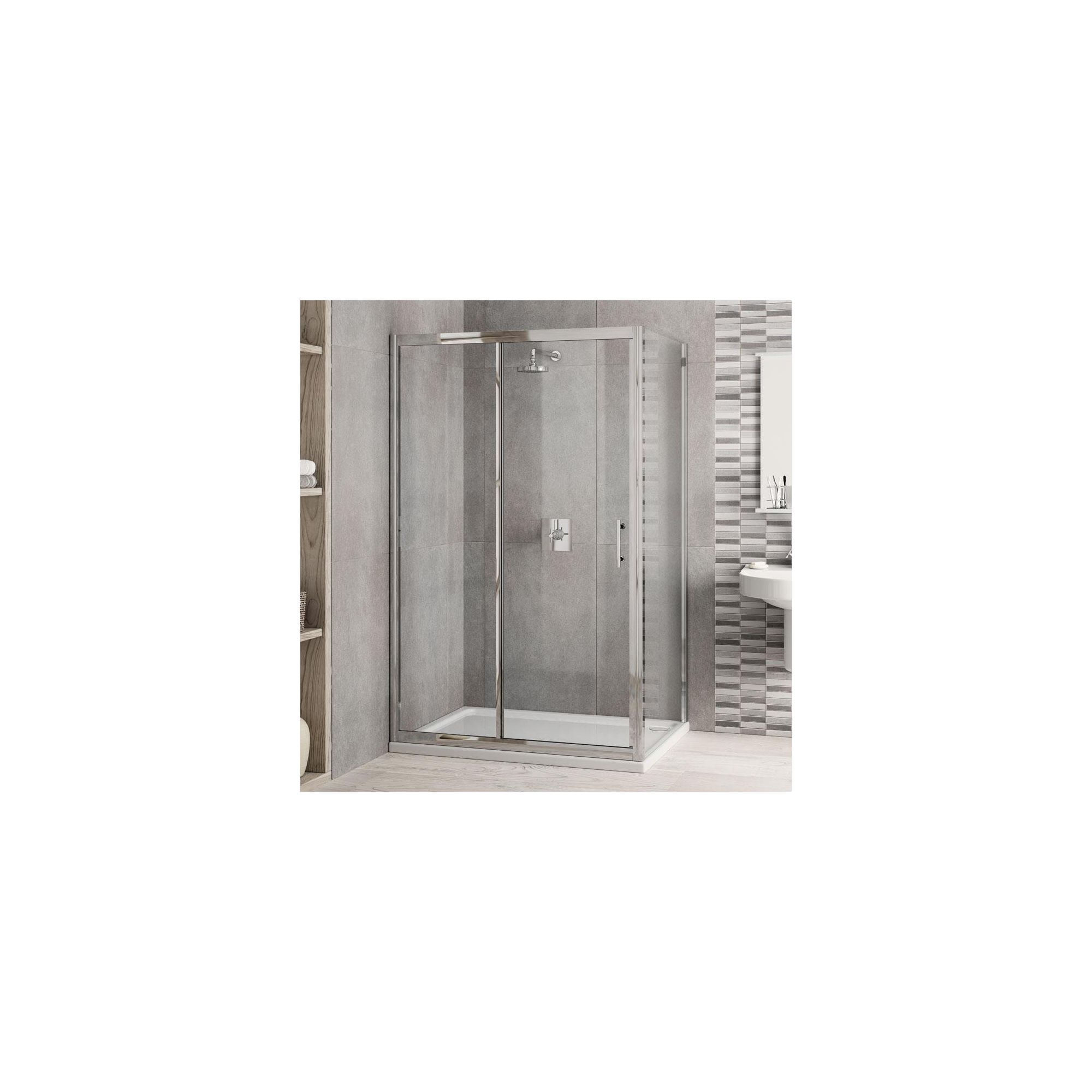 Elemis Inspire Two-Panel Jumbo Sliding Door Shower Enclosure, 1200mm x 900mm, 6mm Glass, Low Profile Tray at Tesco Direct