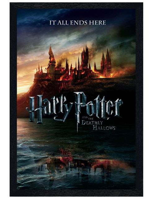 Image of Harry Potter And The Deathly Hallows Black Wooden Framed The End Of An Era Poster