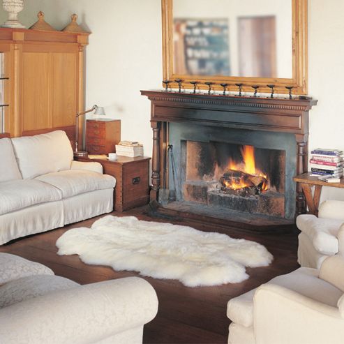 Image of Bowron Sheepskin Long Wool Gold Star Ivory Rug - 180cm H X 162cm W X 2.5cm D