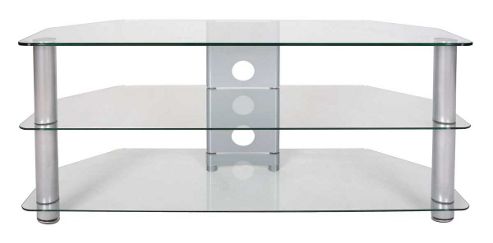 Image of Tru-vue Large Clear Glass Corner Tv Stand For Up To 60 Inch Tvs