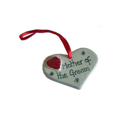 Image of Mother Of The Groom Red Sparkle Heart Wedding Keepsake