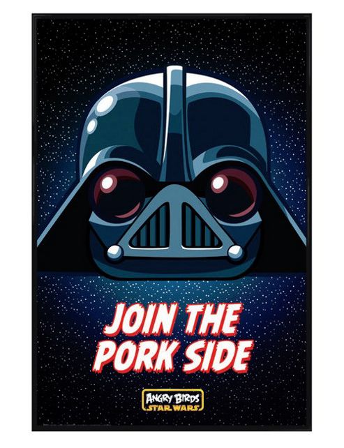 Image of Angry Birds Star Wars Gloss Black Framed Join The Pork Side Poster
