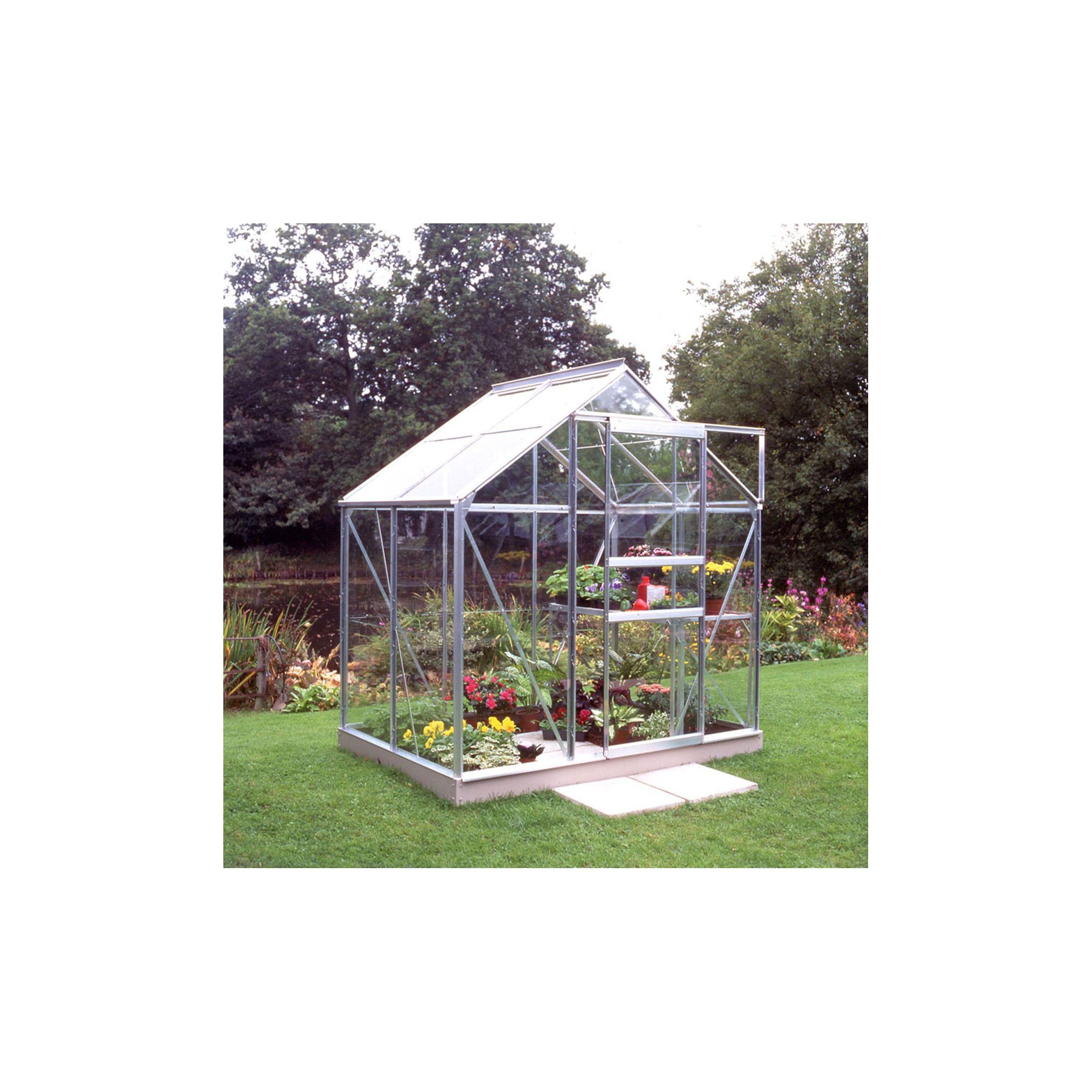 Halls 4x6 Popular Greenhouse + Base & Vents - Toughened Glass at Tesco Direct