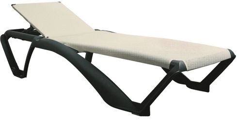 Image of Resol Marina Sun Lounger - Dark Grey Frame With Natural / Cream Canvas