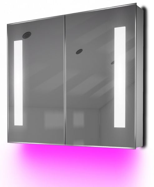 Image of Ambient Bathroom Mirror Cabinet With Sensor & Internal Shaver Socket K131p