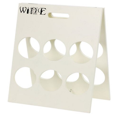 Image of Plonk - 6 Bottle Wooden Wine Rack With Handle - Cream
