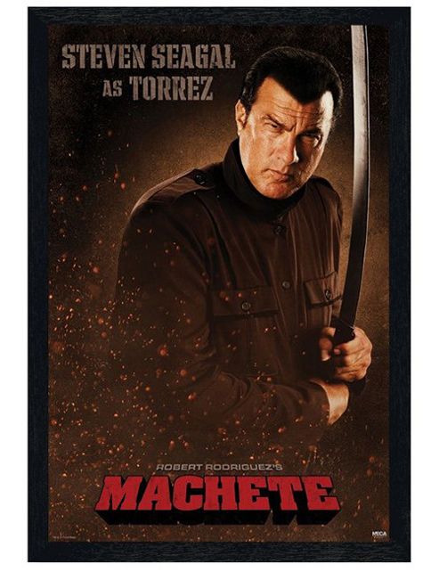 Image of Machete Black Wooden Framed Steven Seagal Is Torrez Poster