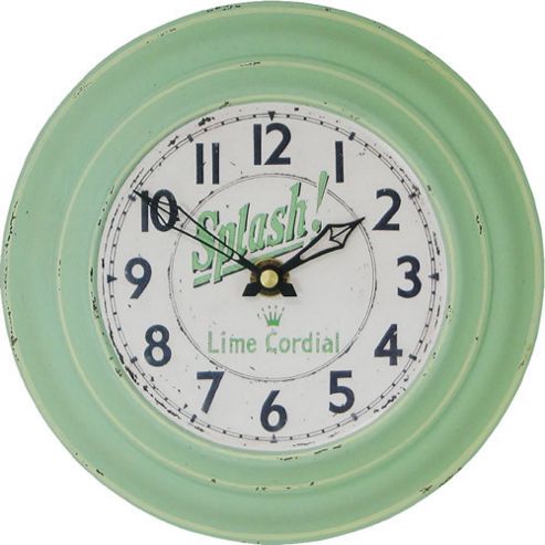 Image of Roger Lascelles Clocks Green Tin Splash Dial Wall Clock