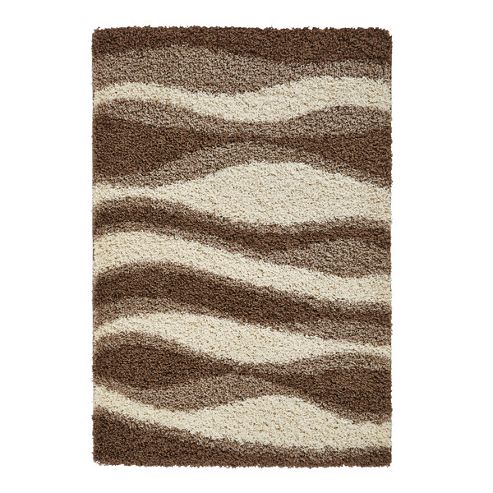 Image of Think Rugs Vista Beige Shaggy Rug - 80 Cm X 150 Cm (2 Ft 8 In X 4 Ft 11 In)
