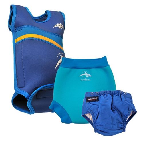 Image of Konfidence Babywarma And Swim Nappies Set Blue 3 To 6 Months