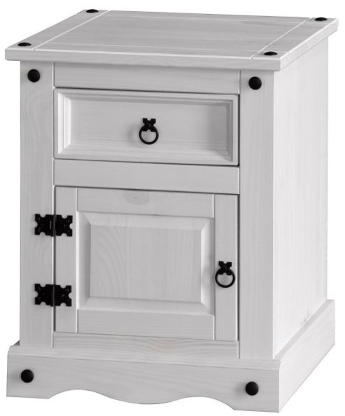 Image of Core Products Corona White Washed Crw510 1 Drawer Bedside Table