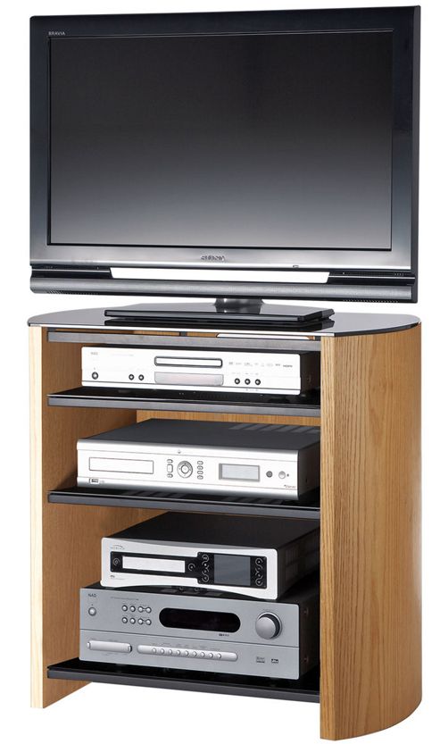 Image of Light Oak Veneer Tv Stand For Screens Up To 37 Inch