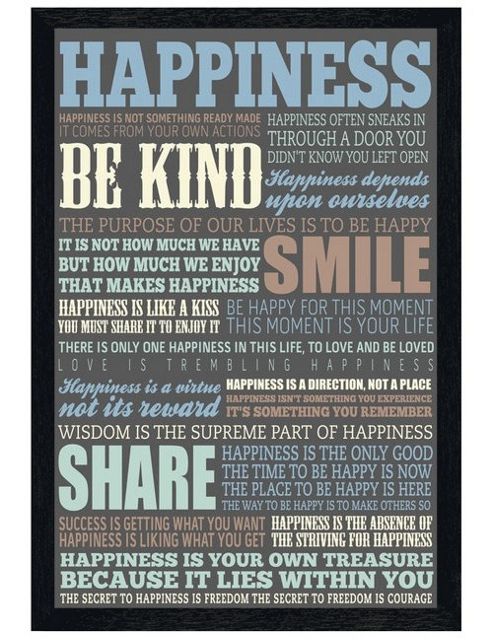 Image of Happiness Black Wooden Framed The Purpose Of Our Lives Is To Be Happy Poster