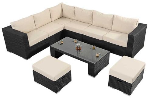 Image of Luxan Wgf-302 Port Royal Prestige Black Large Corner Sofa