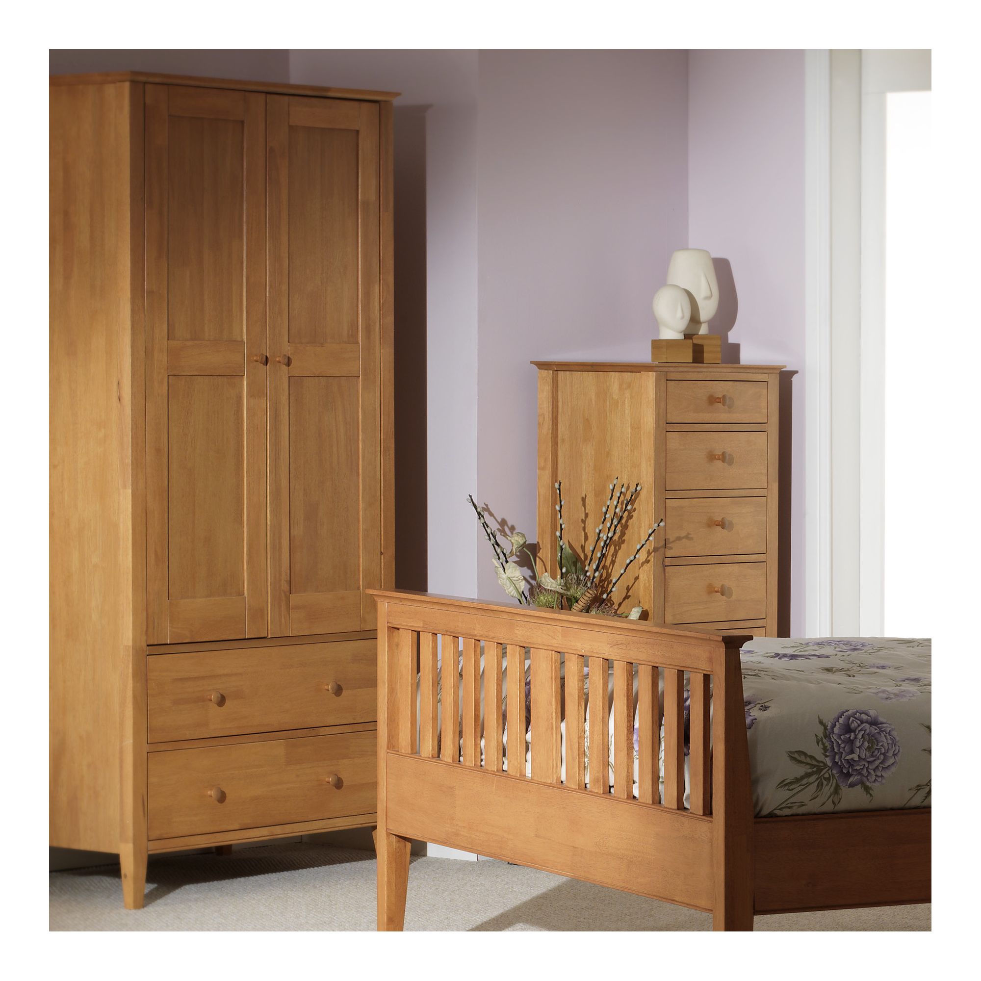 Serene Furnishings Grace 2 Door Wardrobe - Golden Cherry at Tesco Direct