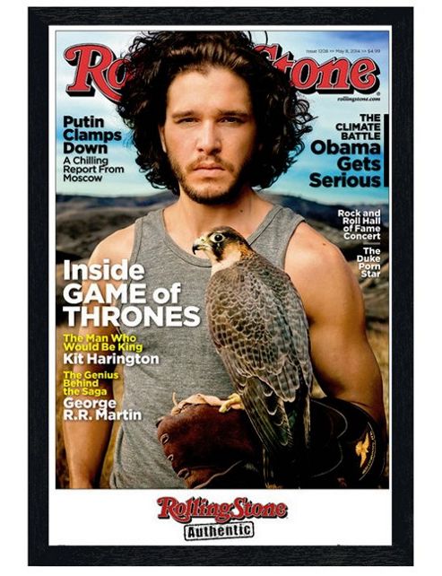 Image of Black Wooden Framed Rolling Stone Kit Harington Poster