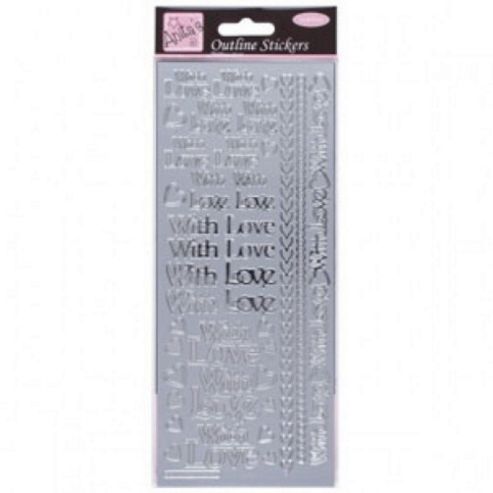 Image of Outline Stickers With Love Silver