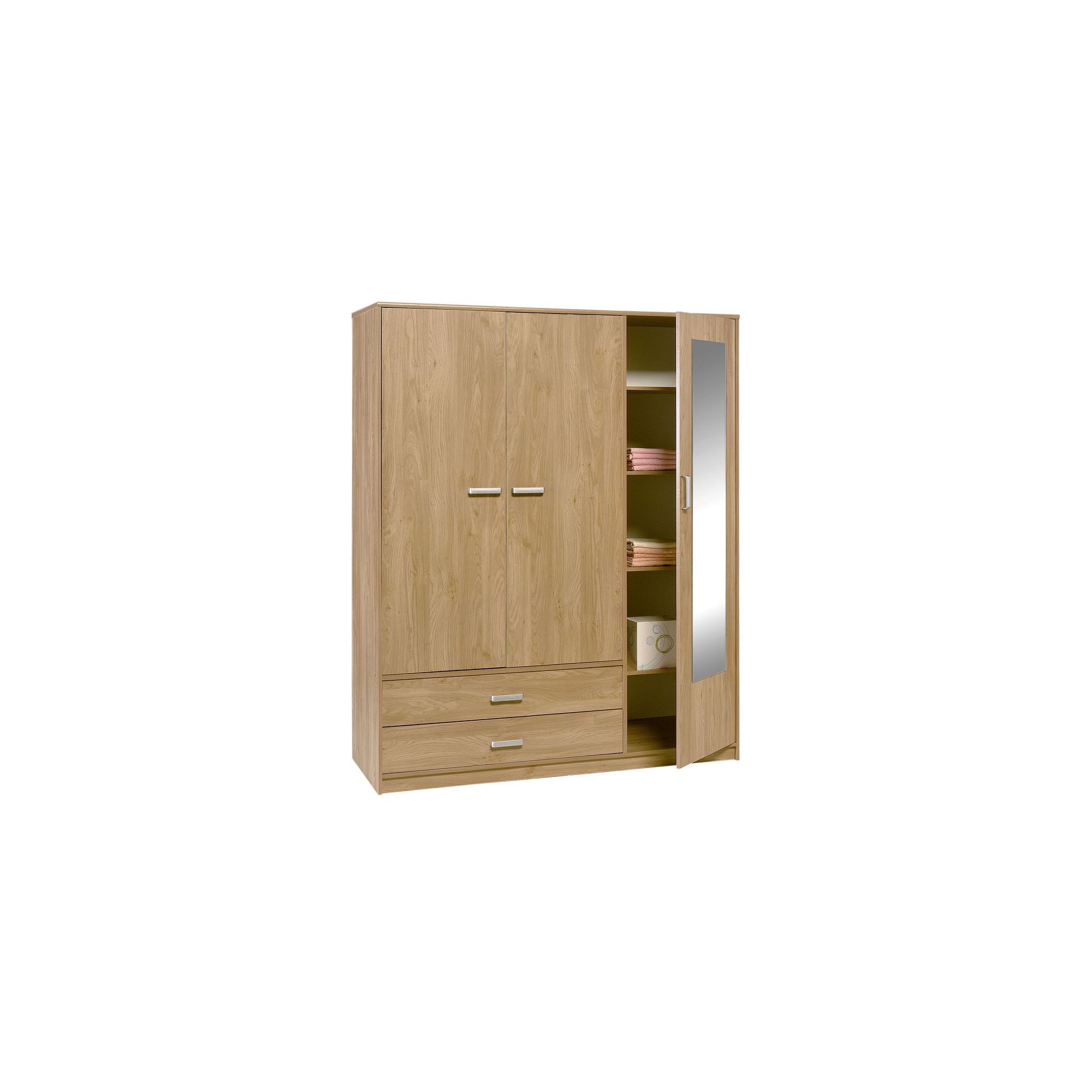 Altruna Frucha Three Door Two Drawer Wardrobe in Oak at Tesco Direct