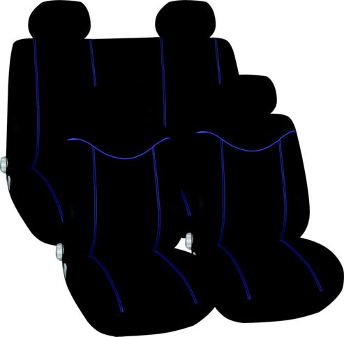 Image of 11 Pce Seat Cover Set With Zips In Blue