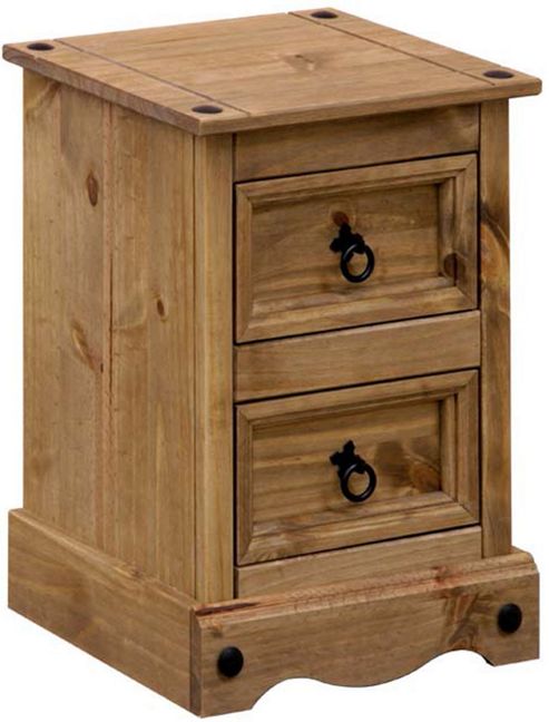Image of Home Essence Corona 2 Drawer Petite Bedside Cabinet In Solid Pine