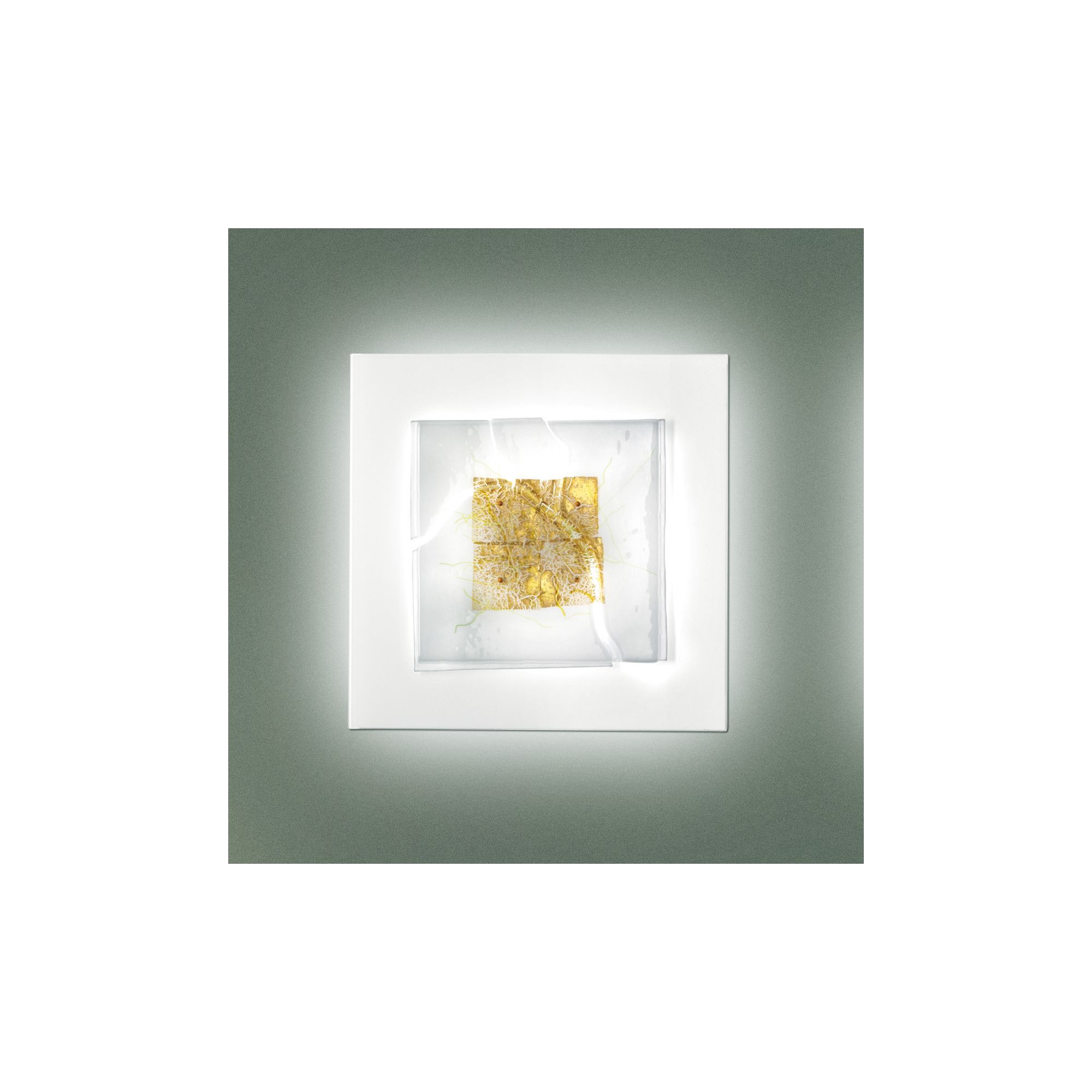 Leucos Laguna Wall Light in P60 2GX13 Decoro Canal White Gold Leaf and Glass Beads