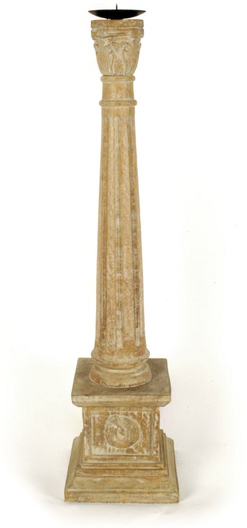Image of Papa Theo Trafalgar Large Candlestick In Natural Limed Finish