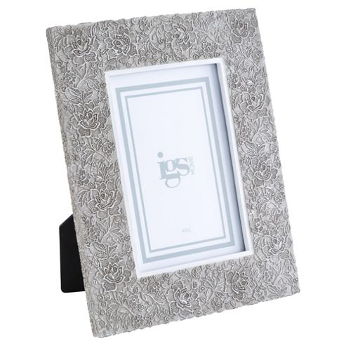 Image of Tesco Embossed Lace Floral Taupe Photo Frame 4 X 6"