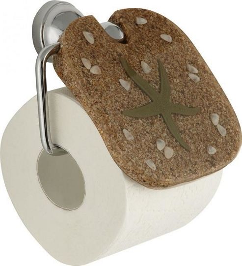 Image of Sanwood Mare Paper Roll Holder In Sand And Chrome