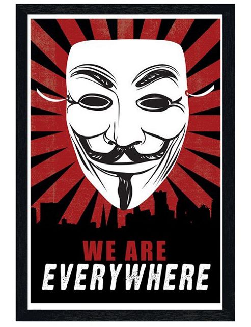 Image of V For Vendetta Black Wooden Framed We Are Everywhere Poster