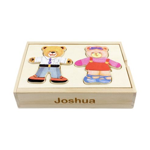 Image of Personalised Dress-up Bears Wooden Puzzle Toy