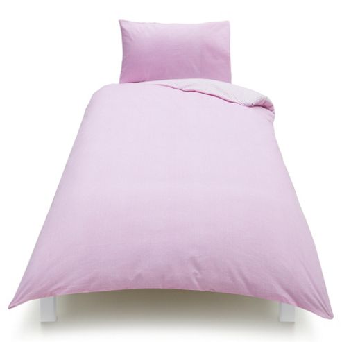 Image of Tesco Kids Chambray Check Single Duvet Set - Pink