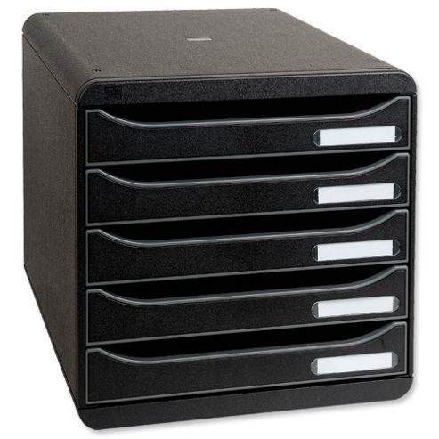 Image of Multiform Big Box Plus Drawer Set Plastic 5 Drawers Each H43mm A4plus Black Ref 309714d