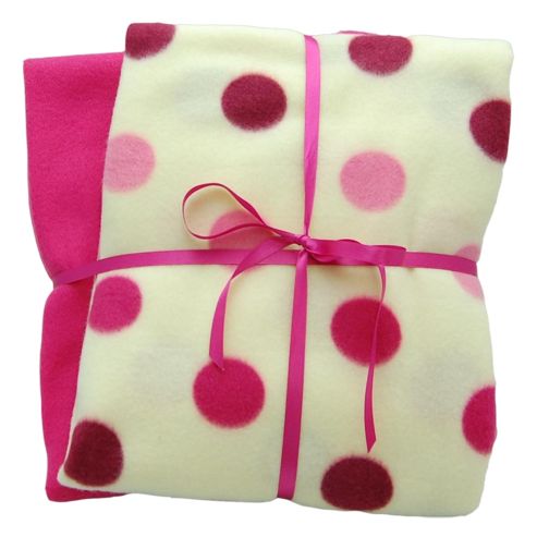Image of Cozy Time Twin Pack Fleece Blanket - 120cm X 150cm Pink Spotted