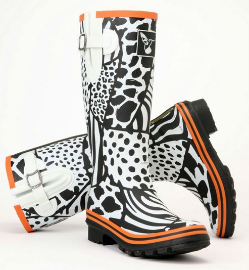 Image of Evercreatures Ladies Wellies Wild Black & White Pattern 7