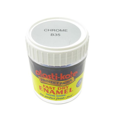Image of Plasti-kote Brush On Water Based Enamel - Chrome 59ml