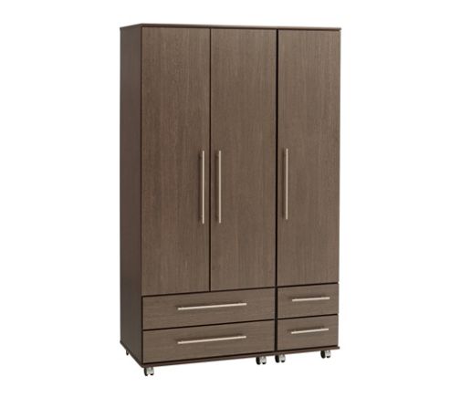 Image of Ideal Furniture New York Triple Wardrobe With 4 Drawers - Beech