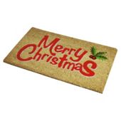 Red Merry Xmas PVC Coir Mat
