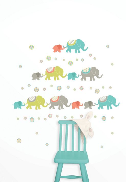 Image of Wallpops!wallartforbaby Tag Along Elephants Baby Wall Stickers