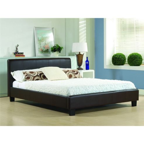 Image of Brown Low End Faux Leather Bed Frame - Small Double 4ft