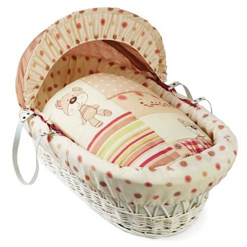 Image of Clair De Lune White Wicker Moses Basket (little Bear)