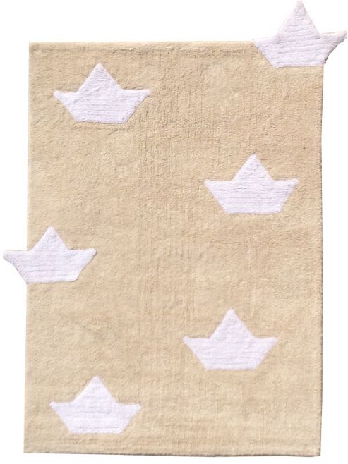 Image of Lorena Canals Barquitos Beige Children's Rug - 120 Cm W X 160 Cm D (3 Ft 11 In X 5 Ft 3 In)