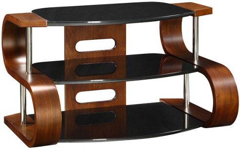 Image of Jual Curve - Curved Walnut And Glass Tv Stand For Up To 37