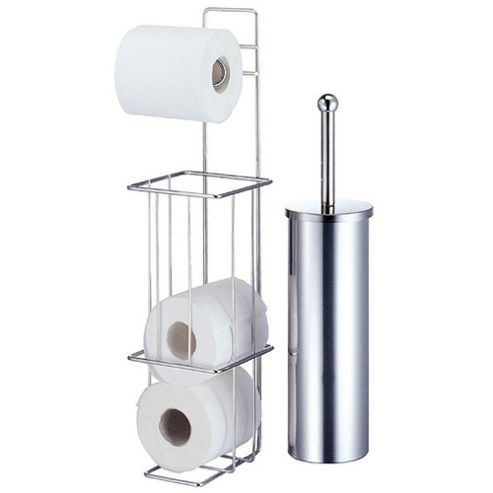 Image of Techstyle Chrome Toilet Brush And Loo Roll Dispenser