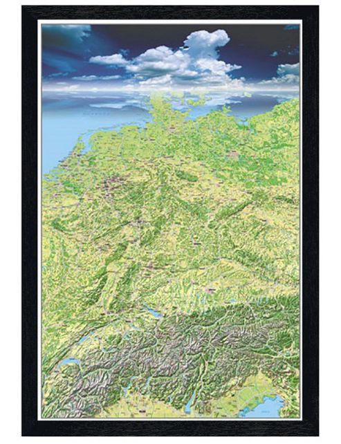 Image of Germany Black Wooden Framed Panoramic Map Of Germany Poster