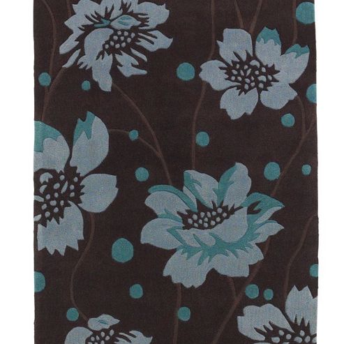 Image of Oriental Carpets & Rugs Hong Kong Brown/blue Tufted Rug - 150cm L X 90cm W