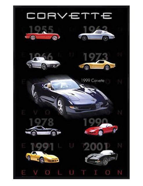 Image of Evolution Of The Corvette Gloss Black Framed Corvette Poster